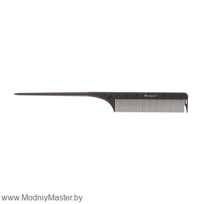 Расческа рабочая DEWAL CARBON black c хвостиком