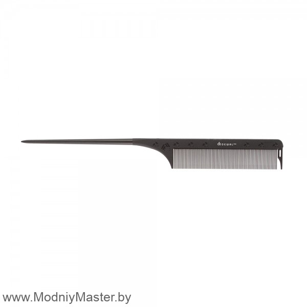 Расческа рабочая DEWAL CARBON black c хвостиком